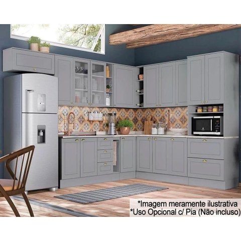 Cozinha Completa Americana 16 Peças (6 Armários + 1 Paneleiro + 5 Balcões + 4 Complementos) C5p38