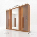Ver imagem 3 de Guarda Roupa 6 Portas 4 Gavetas com Espelhos Nature/Avelã Nathaniel Espresso Móveis