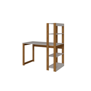 Escrivaninha com Estante Many:branco/freijó