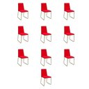 Ver imagem 1 de Kit 10 Cadeiras de Jantar Cozinha Industrial Lexa Veludo Élpis Móveis Vermelho Dourada