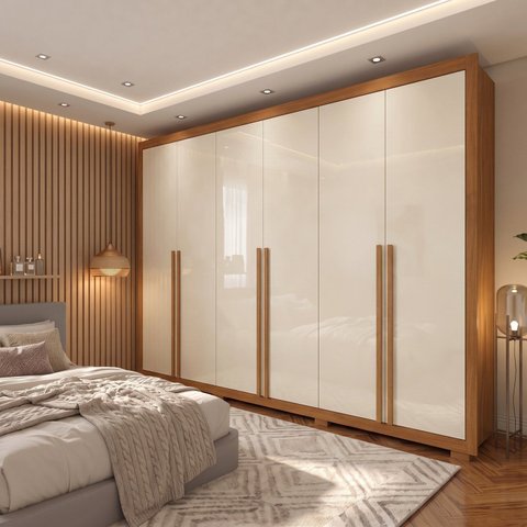 Guarda-Roupa Casal 6 Portas 6 Gavetas com Pés Alpes