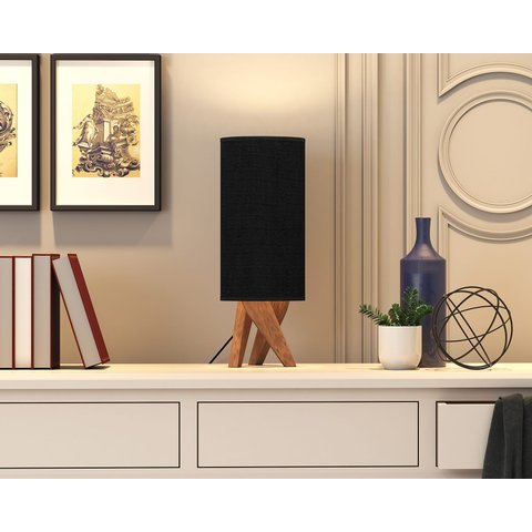 Luminária Abajur Viena de Mesa Moderno Decoração Pés Madeira - Preto