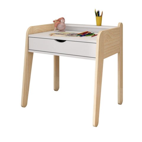 Mesa Infantil em Madeira Maciça e MDF Corujinha Casatema MadeiraOriginals Branco/Marrom