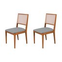 Ver imagem 1 de Conjunto com 2 Cadeiras de Jantar Estofada Suellen em Madeira e Mdf Cerejeira Linho Cinza