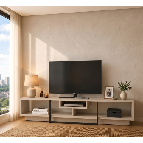 Rack para TV até 75 Polegadas Industrial 180cm Element Cinza Off White
