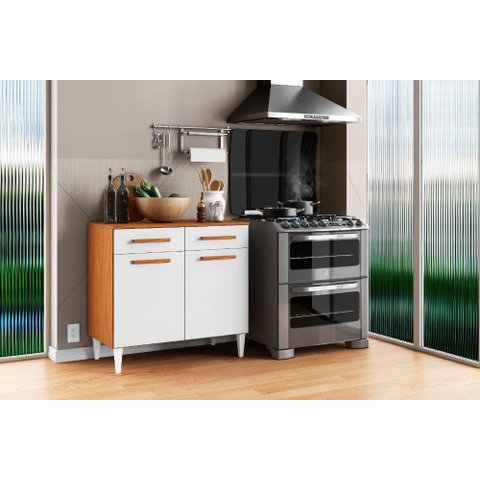 Balcão de Cozinha Juma 2 Portas 2 Gavetas - Cinamomo / Branco