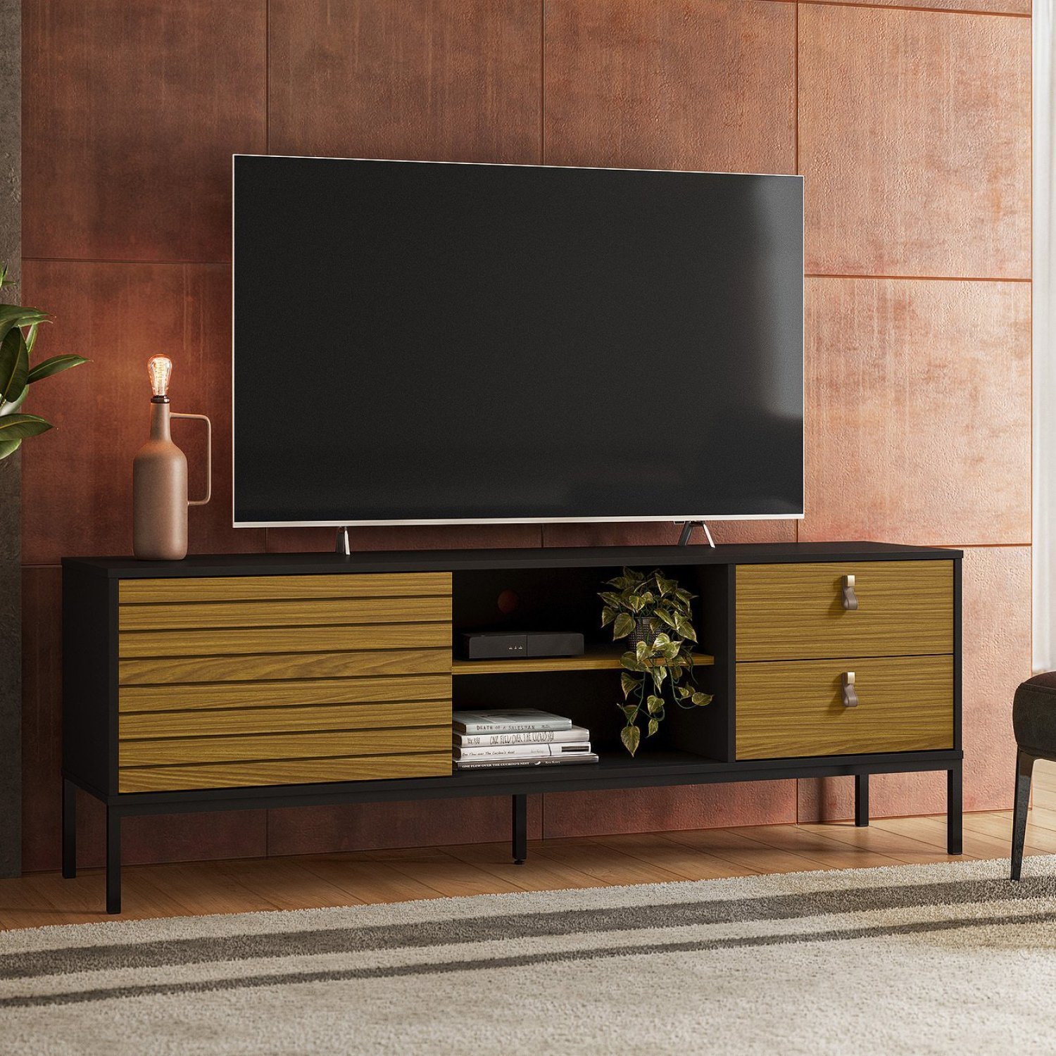 Rack Industrial para TV até 65 Polegadas MDF 162cm Dior | MadeiraMadeira