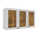 Ver imagem 1 de Armário de Cozinha Americana Aéreo 120cm 3 Portas com Vidros Multimóveis Cr20488 Branco