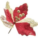 Ver imagem 3 de Kit 6 Flores Com Cabo Artificial Decoração De Natal Com Glitter 27cm