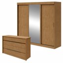 Ver imagem 1 de Conjunto de Guarda-roupa 3 Portas 3 Gavetas Saion Plus 1 Porta Glass e Cômoda 8 Gavetas Urban