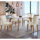 Ver imagem 1 de Conjunto Sala de Jantar Mesa Liz 120cm com Vidro Canto Reto e 4 Cadeiras Athenas Moderna