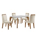 Ver imagem 2 de Conjunto Sala de Jantar Mesa Liz 120cm com Vidro Canto Reto e 4 Cadeiras Athenas Moderna