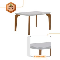 Conjunto Sala de Jantar Mesa Liz 120cm com Vidro Canto Reto e 4 Cadeiras Athenas Moderna - 5