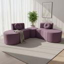 Ver imagem 2 de Sofá Modular Orgânico Monterrey 260cm + Puff Veludo Rosê