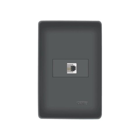 Tomada para Telefone Fame Habitat Black Rj11 4 Vias com Placa 4x2