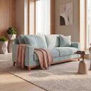 Ver imagem 1 de Sofá Living Vintage 3 Lugares 200cm em Boucle Slim Azul Bebê