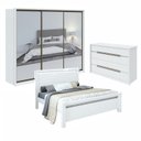Ver imagem 1 de Kit Quarto Casal 3 Peças com Guarda-Roupa Spazio Cômoda Urban e Cama Reali Branco
