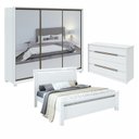 Ver imagem 1 de Kit Quarto Casal 3 Peças com Guarda-Roupa Spazio Cômoda Urban e Cama Reali Branco