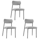 Ver imagem 1 de Kit 3 Cadeiras para Sala de Jantar Tecido Linho Design Aço Carbono Lavinia Cinza/Preto