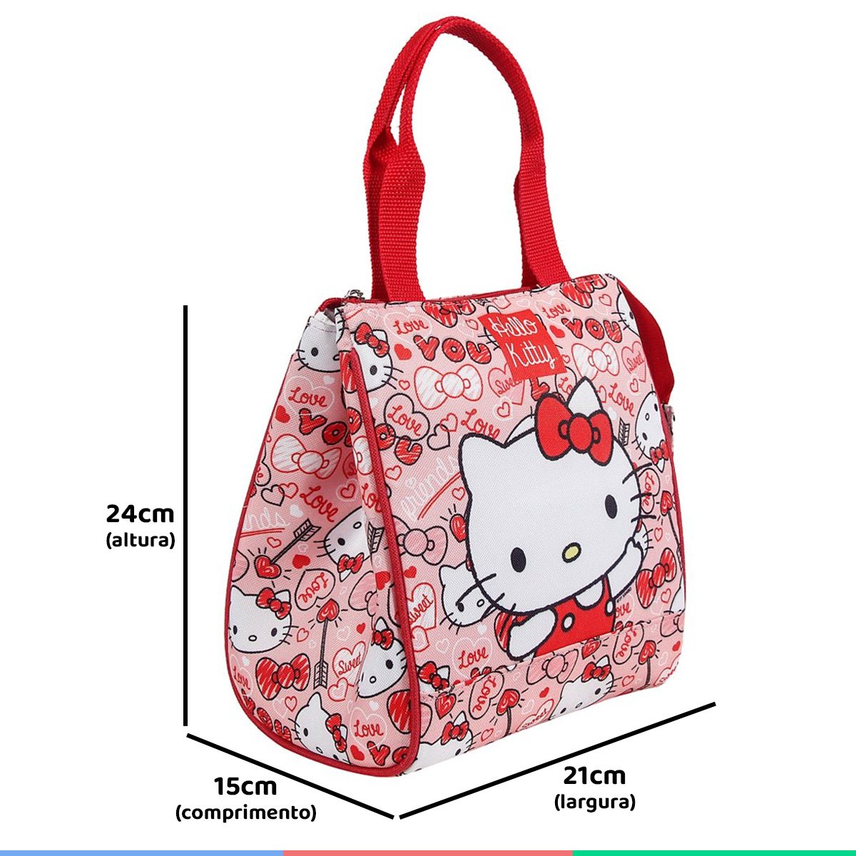 Bolsa Térmica Cooler Impermeavél Com Compartimento Extra e Alça de Transporte Hello Kitty Baby - 5