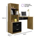 Ver imagem 3 de Escrivaninha Cristal 2 Gavetas 4 Nichos Nature/preto - Peternella Móveis