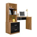 Ver imagem 2 de Escrivaninha Cristal 2 Gavetas 4 Nichos Nature/preto - Peternella Móveis