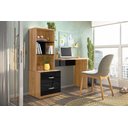 Ver imagem 4 de Escrivaninha Cristal 2 Gavetas 4 Nichos Nature/preto - Peternella Móveis