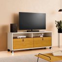 Ver imagem 5 de Rack Bancada para Tv de até 55" 2 Gavetas Paris Off White/naturale