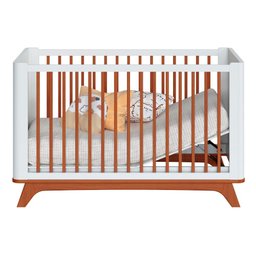 Berço Redondo Padrão Americano 2 em 1 Mini Cama Sambalelê - mel/branco - 1
