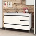 Ver imagem 1 de Gabinete de Cozinha 94cm Espaço 3 Gavetas Armário Pia Branco:Branco
