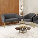 Ver imagem 2 de Sofá Namoradeira e Poltrona Base Industrial Dourado Stella Bouclê Grafite D03 - D'Rossi