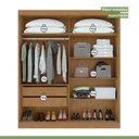 Ver imagem 6 de Kit Quarto Casal 3 Peças com Guarda-Roupa Zeine Cômoda Vedra e Cama Athenas Marrom Amêndoa Clean/Off White