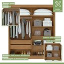 Ver imagem 7 de Kit Quarto Casal 3 Peças com Guarda-Roupa Zeine Cômoda Vedra e Cama Athenas Marrom Amêndoa Clean/Off White