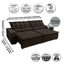 Ver imagem 3 de Sofá Elegance Retratil e Reclinavel 2,32 Mts Veludo Marrom