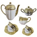 Ver imagem 1 de Jogo de Xicaras para Chá e Café da Tarde em Porcelana Branco com Dourado 30 Peças