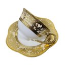 Ver imagem 3 de Jogo de Xicaras para Chá e Café da Tarde em Porcelana Branco com Dourado 30 Peças