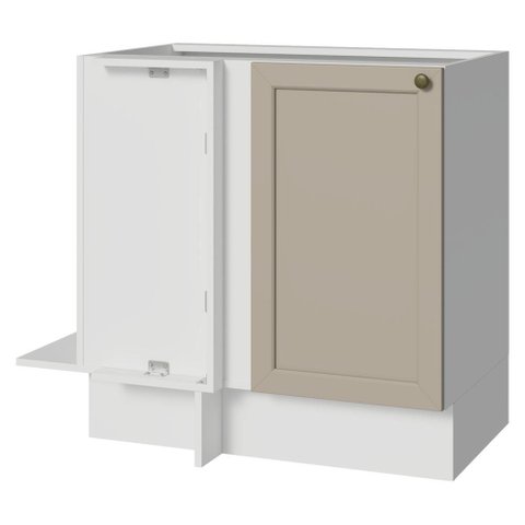 Balcão de Canto 1 Porta (sem Tampo) Branco/Crema Vik Madesa
