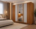 Ver imagem 1 de Guarda Roupa Grande MDF Ripado Espelho 6 Portas Premium Arbo