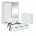 Ver imagem 1 de Kit Quarto Casal 3 Peças com Guarda-Roupa Zeine Cômoda Vedra e Cama Reali Branco