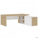 Ver imagem 2 de Mesa para Escritório Diretor Connect Iii 1 Porta 2 Prateleiras Carvalho/branco - Artany Móveis