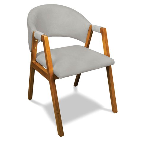 Cadeira Sala de Jantar em Madeira Yara Suede Cinza D03 - D’Rossi