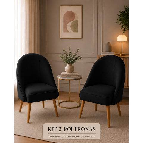 Kit 2 Cadeira Lua Decorativa Poltrona Lua Sala de Estar Salão Quarto Estética Decoração Recepção-Ext