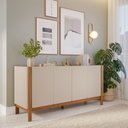 Ver imagem 1 de Buffet para Sala de Jantar Araçá em MDF com Pés de Madeira Maciça Bege/Off White