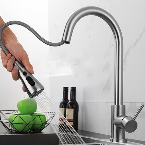 Torneira de Cozinha Gourmet Monocomando com Extensor Ducha Luxo - Cromada
