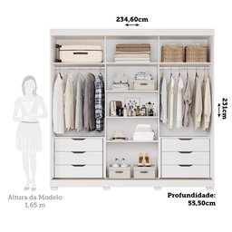Guarda-Roupa Casal 6 Portas com Espelho e Pés 234cm 100% MDF Boston Espresso Móveis - 11