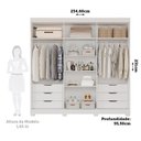 Ver imagem 5 de Guarda-Roupa Casal 6 Portas com Espelho e Pés 234cm 100% MDF Boston Espresso Móveis Branco