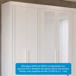 Guarda-Roupa Casal 6 Portas com Espelho e Pés 234cm 100% MDF Boston Espresso Móveis - 12