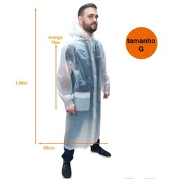 Capa de Chuva com Capuz Pvc Adulto Impermeável Tamanho M - 2