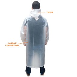 Capa de Chuva com Capuz Pvc Adulto Impermeável Tamanho M - 3