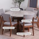 Ver imagem 2 de Conjunto de Jantar Mesa Redonda com Vidro Bennett 6 Cadeiras Ella - Natural C/ Cinza